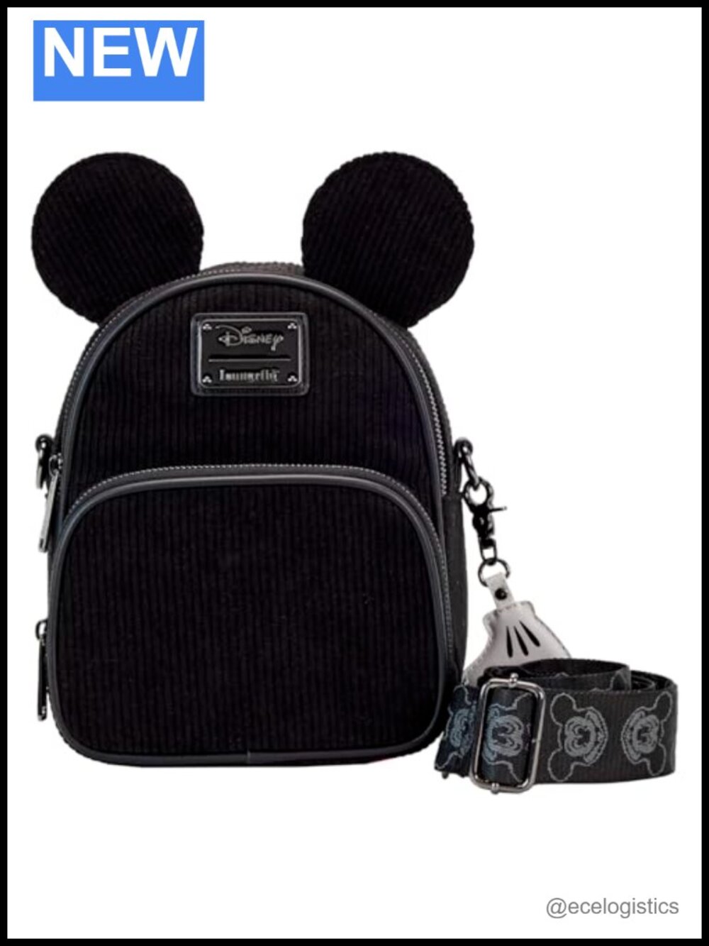 Loungefly Mickey Mouse Corduroy Convertible Crossbody Bag Faux Leather Disney
